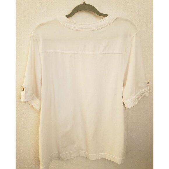 Charter Club Cotton Short Sleeve White Pullover Top w/Button Detail 2X EUC - Picture 5 of 7